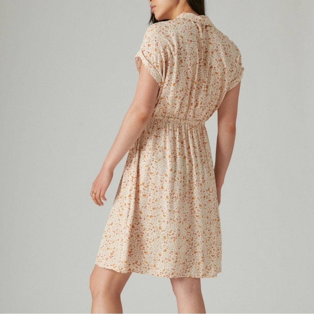 Printed Short Sleeve Shirt Dress - Picture 4 of 6
